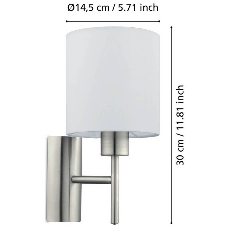 EGLO Pasteri steel wall light white 30.5cm - British product
