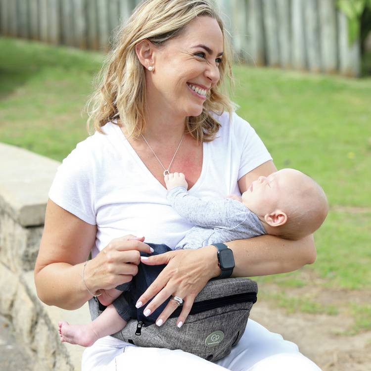 Dreambaby Up And Go hip seat carrier in grey, UK version