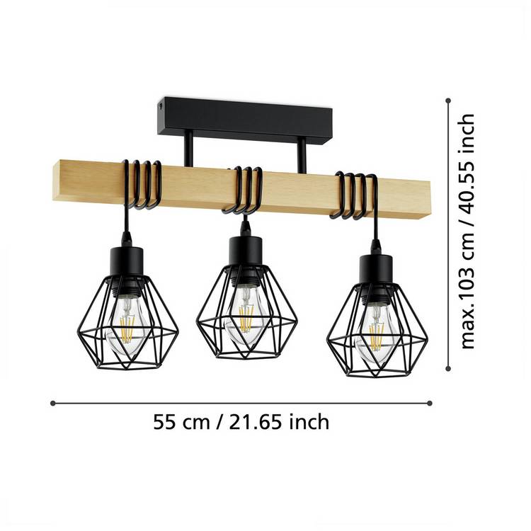 EGLO Townshend 3-light pendant black - British product