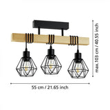 EGLO Townshend 3-light pendant black - British product