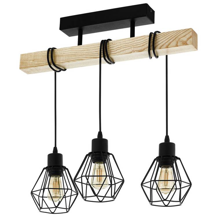 EGLO Townshend 3-light pendant black - British product
