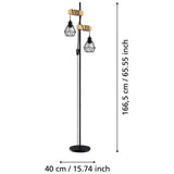 EGLO Townshend black floor lamp with pinewood (British brand)