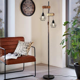 EGLO Townshend black floor lamp with pinewood (British brand)