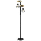 EGLO Townshend black floor lamp with pinewood (British brand)