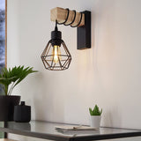 EGLO wooden wall light black 27.5cm (British brand)
