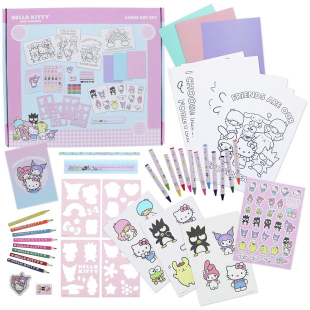 Hello Kitty large art colouring set with sheets and notepad - British product