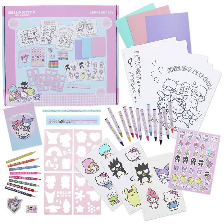 Hello Kitty large art colouring set with sheets and notepad - British product