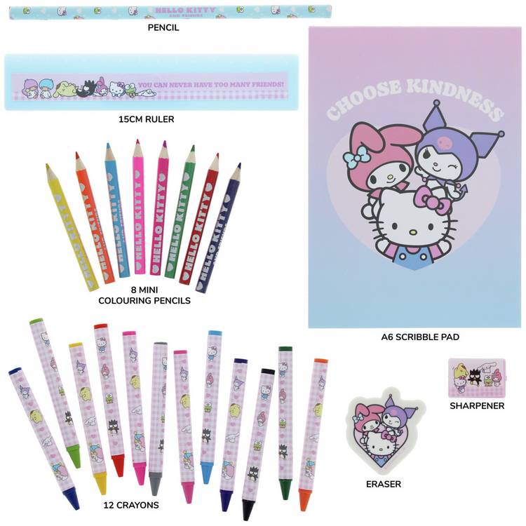 Hello Kitty large art colouring set with sheets and notepad - British product