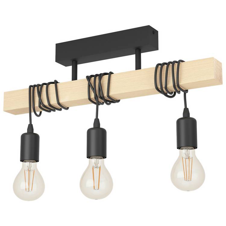EGLO 3-light black wooden ceiling light - (British brand)