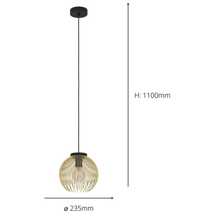 EGLO black gold steel pendant light 23.5cm - British product
