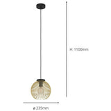 EGLO black gold steel pendant light 23.5cm - British product