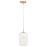 Pacific Alessia ribbed glass pendant light white gold - British product
