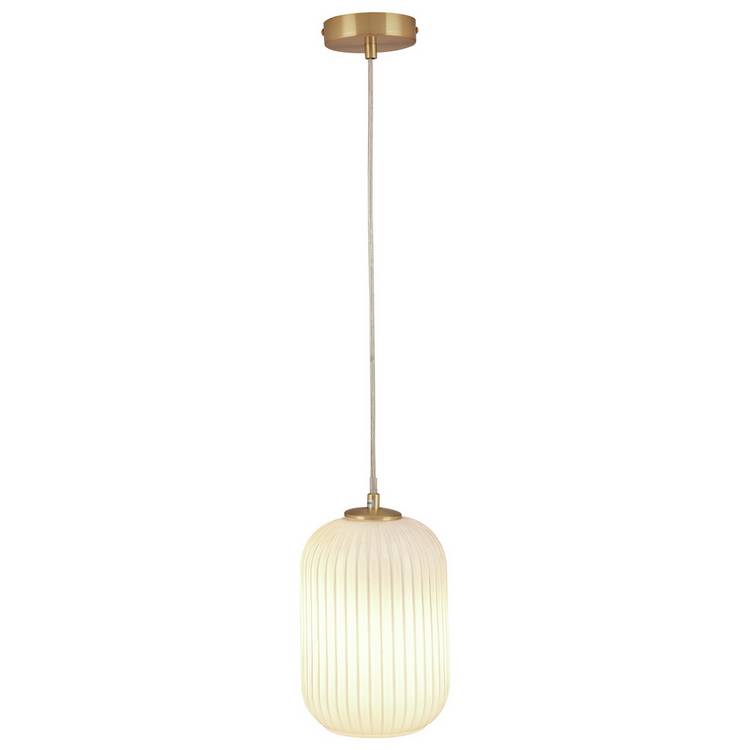 Pacific Alessia ribbed glass pendant light white gold - British product
