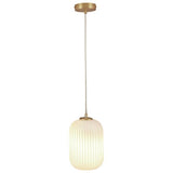Pacific Alessia ribbed glass pendant light white gold - British product