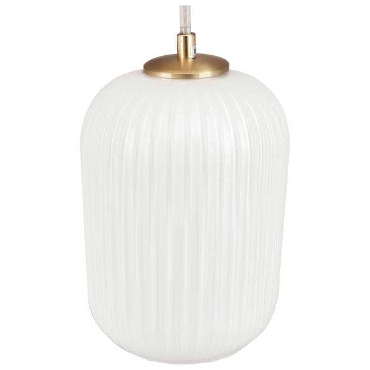 Pacific Alessia ribbed glass pendant light white gold - British product
