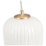 Pacific Alessia ribbed glass pendant light white gold - British product