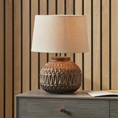 Argos Pacific Anneli Ceramic Aztec Textured Table Lamp - Bronze- Buy online at McGrocer