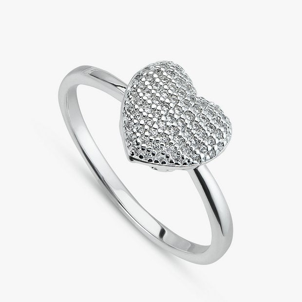 Revere sterling silver pave heart ring large, UK version