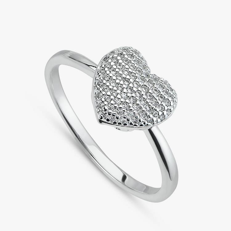 Revere sterling silver pave heart ring large, UK version