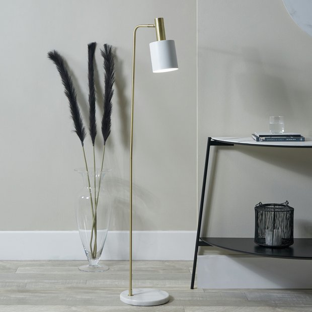 Pacific Biba marble footed floor lamp gold and white (British brand)