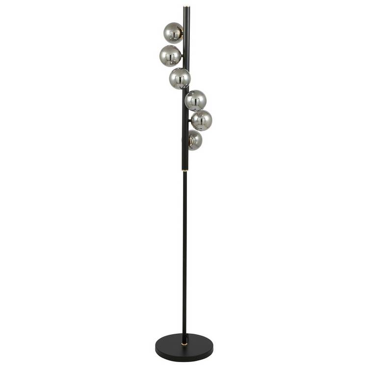 Pacific Blair black smoke glass ball floor lamp - British product