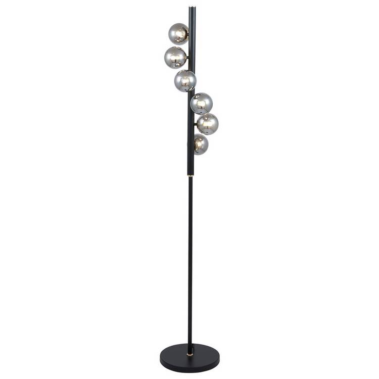 Pacific Blair black smoke glass ball floor lamp - British product