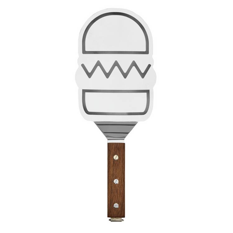 Home stainless steel burger flipper with walnut handle - British product
