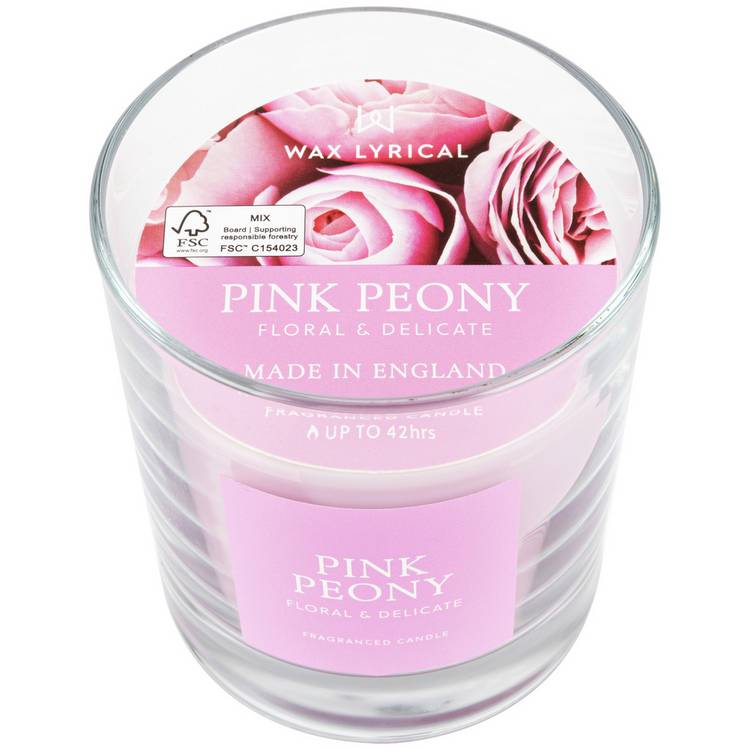 Wax Lyrical Pink Peony candle singlewick 9.5cm (British brand)