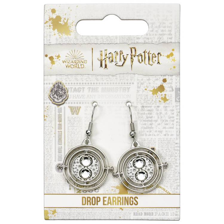Harry Potter Time Turner drop earrings silver tone - British product