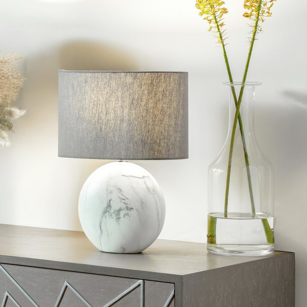 Pacific Crestola ceramic disc table lamp, grey shade - British product