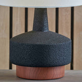 Pacific ceramic table lamp black white wood effect H43cm, UK version