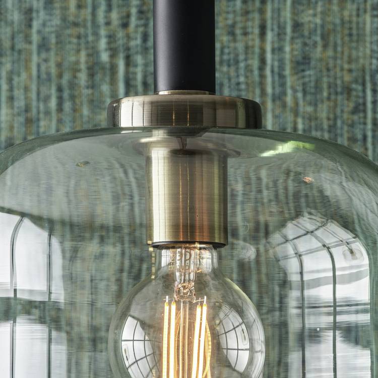 Pacific Florence glass pendant light in black, imported from the UK
