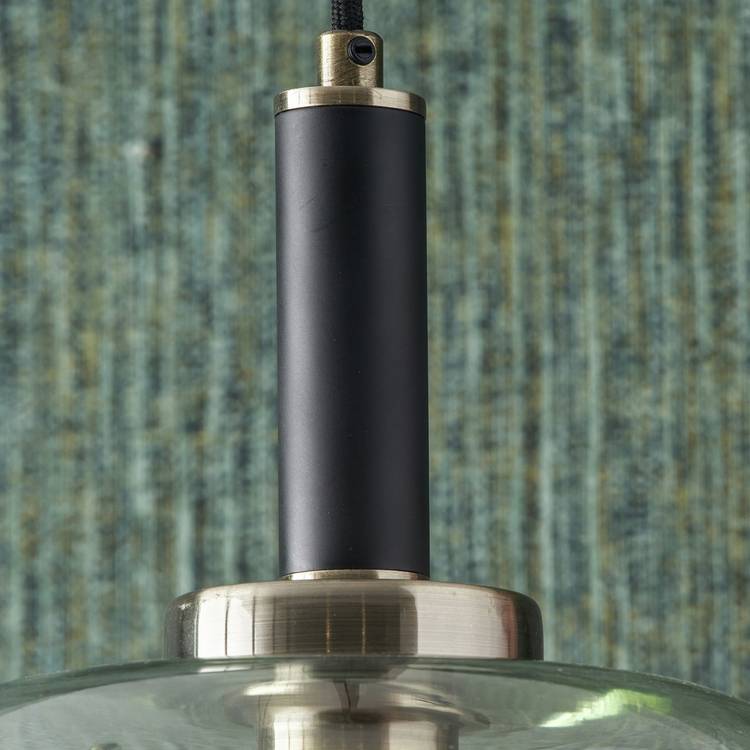 Pacific Florence glass pendant light in black, imported from the UK