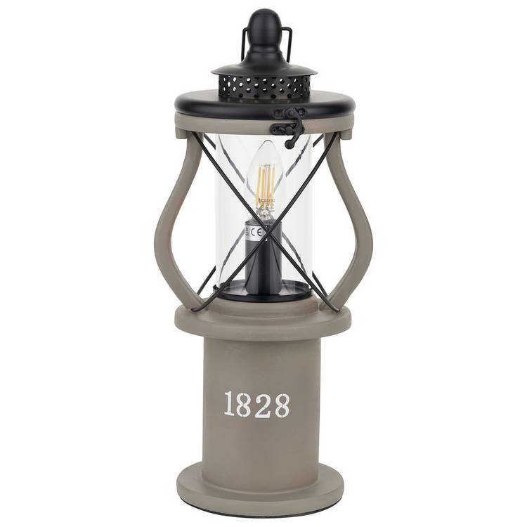 Pacific Gibson lantern table lamp in grey, imported from the UK