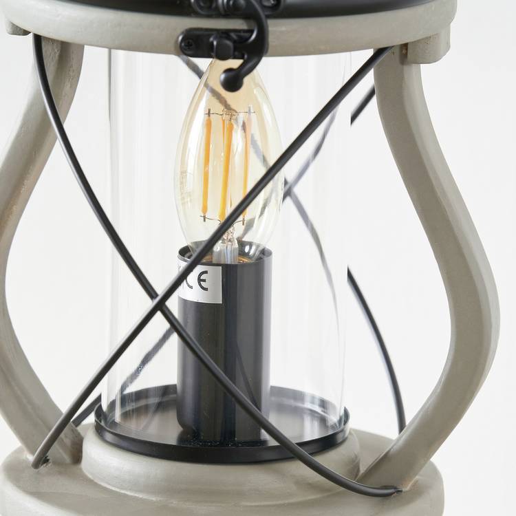 Pacific Gibson lantern table lamp in grey, imported from the UK