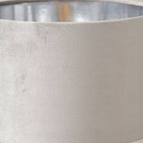 Pacific silver table lamp with glass base and velvet shade, imported from the UK