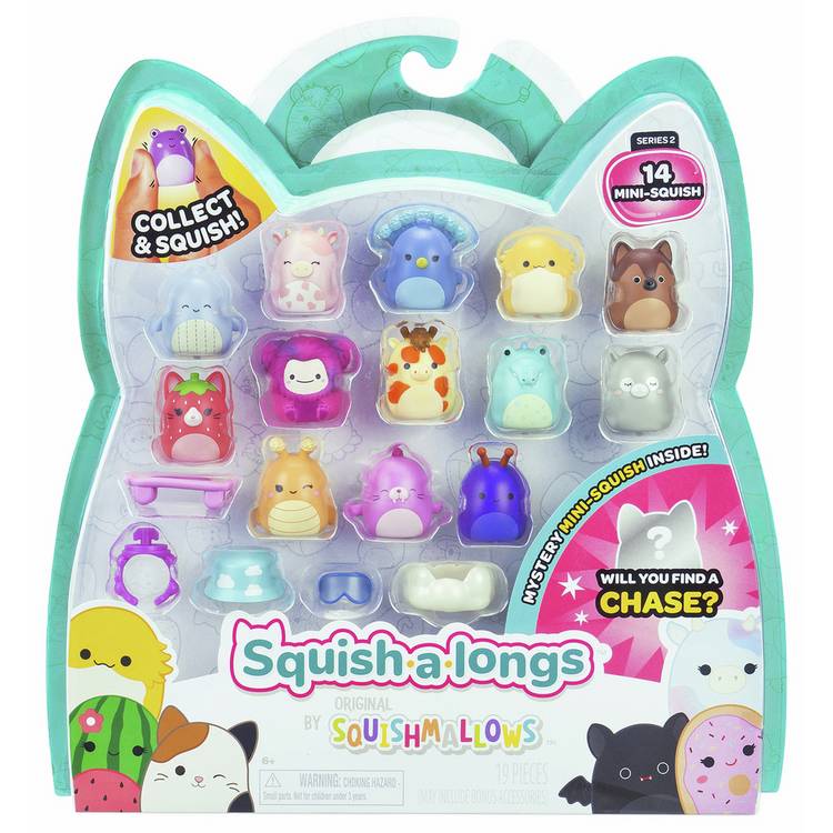 Squish-a-longs mini squish plush pack of 14, imported from the UK