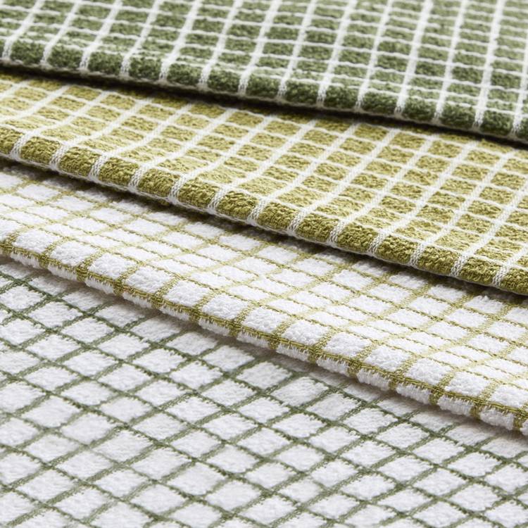Argos Home green grid tea towels pack of 8 66x46cm (British brand)
