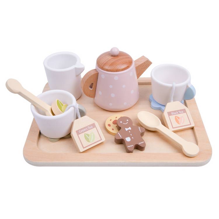 Chad Valley wooden tea set, imported from the UK