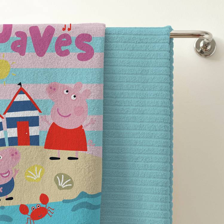 Peppa Pig children's beach towel pink and blue (British brand)