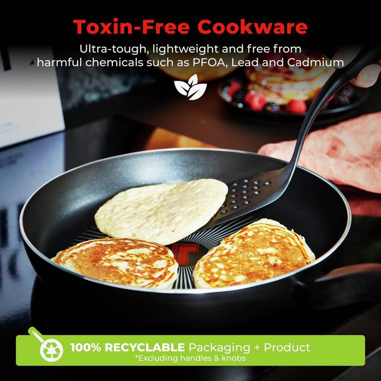 Tower SmartStart Gourmet 5 piece aluminium pan set black - British product