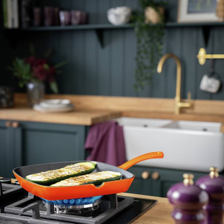Habitat cast iron griddle pan 23cm orange, UK version