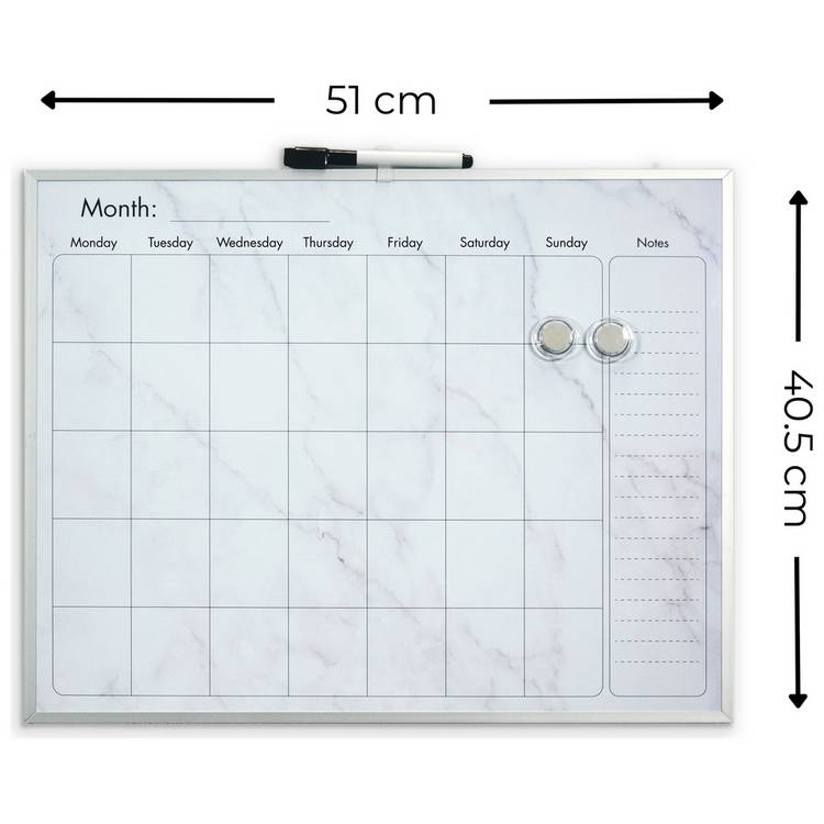 Cathedral marble effect magnetic calendar board 40.5x51cm (British brand)