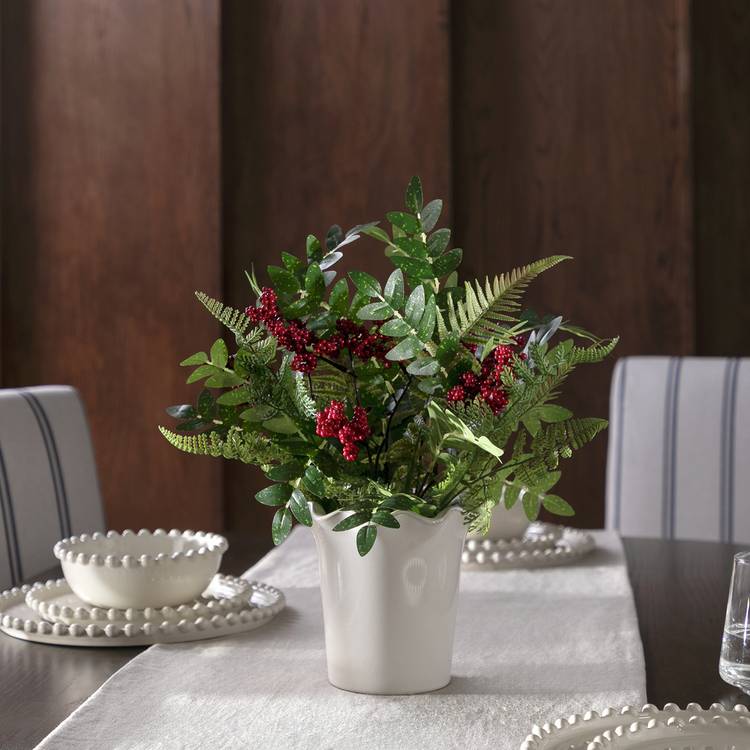 Argos Home artificial berry fern bouquet in ceramic pot (British brand)
