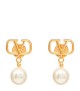 Harrods Valentino Garavani Faux Pearl VLogo Stud Earrings- Buy online at McGrocer
