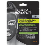Superdrug L'Oréal Men Expert Charcoal Sheet Mask Black Tissue 1 Pack- Buy online at McGrocer