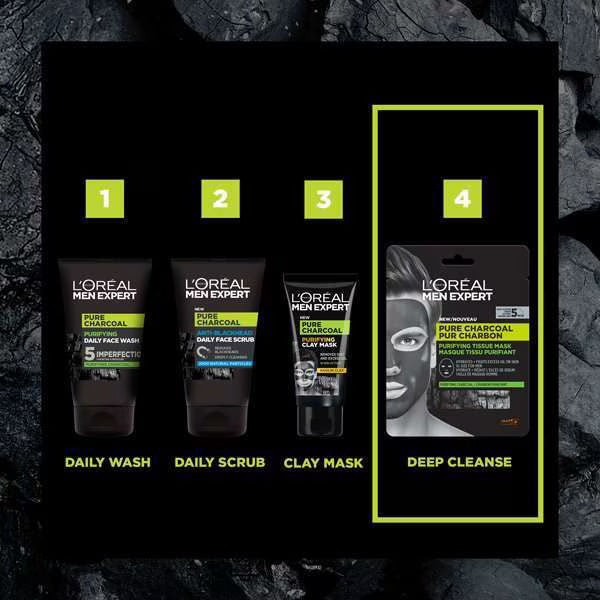 L'Oréal Men Expert Charcoal Sheet Mask 1 Pack, UK version