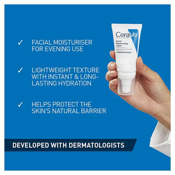 CeraVe PM Facial Moisturiser Normal to Dry Skin 52ml - British product