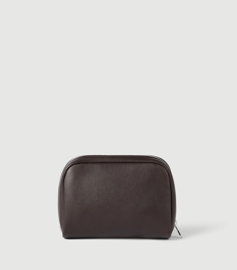 Brunello Cucinelli leather beauty case with debossed logo, imported from the UK