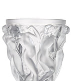 Lalique crystal vase with embossed Bacchus design 24cm height, UK version